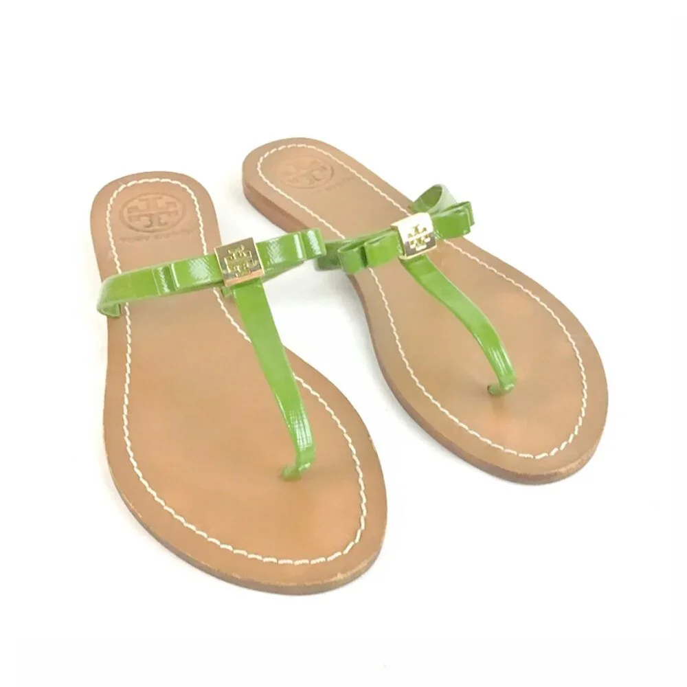 Tory Burch Leaf Green Leighanne Flat Thong